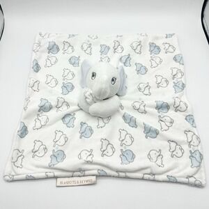 Blankets & Beyond Elephant Baby Lovey Blue White Plush Security Blanket Animal